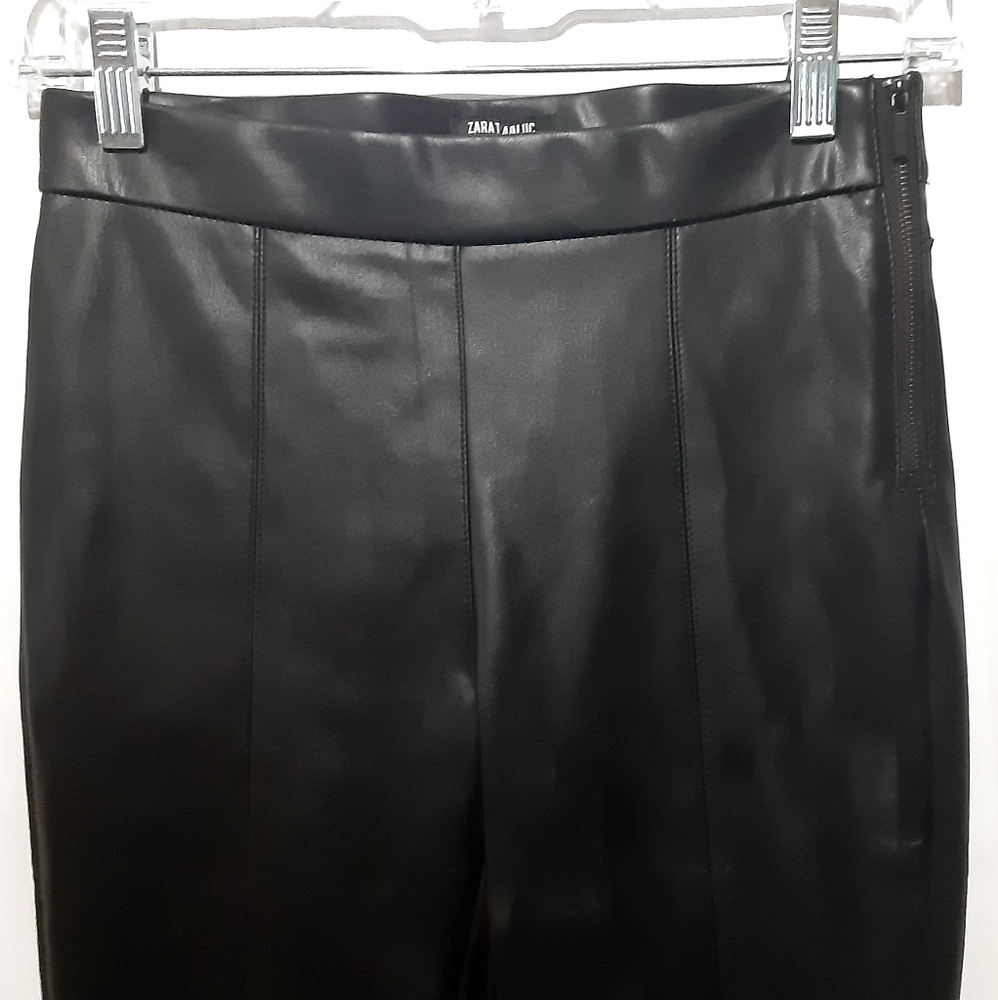 ZARA Faux Leather Zip Slit Leggings NWOT - Picture 13 of 16